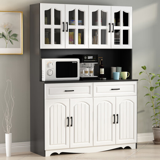 Jin Luyuan European style kitchen sideboard simple bowl cabinet storage cabinet living room cabinet dining room cabinet multi-functional wine cabinet two doors white entry + installation one size