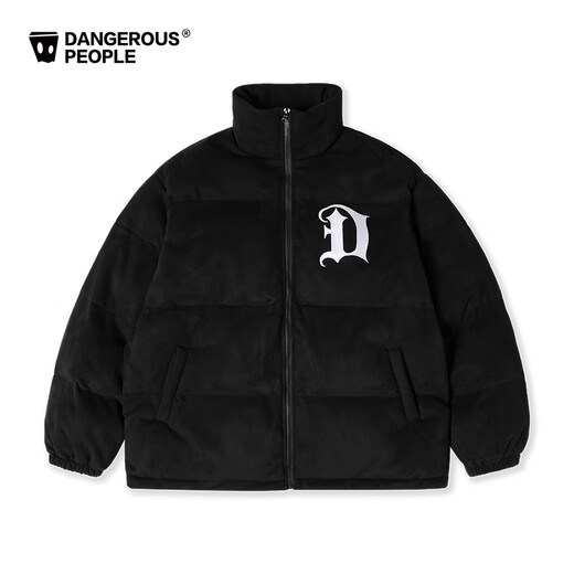 Dangerous people薛之谦dsp仿麂皮绒棉服夹克秋冬拉链外套男女潮牌 黑色 M