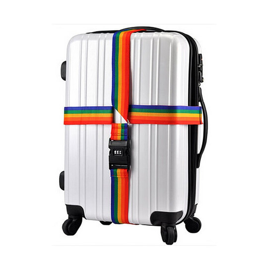 Banzheni Cross Packing Belt Overseas Consignment Trolley Case Bundling Belt Cable Tie Suitcase Consignment Packing Belt Safety Binding Belt with Password Lock Luggage Tag Rainbow Color