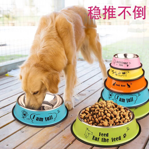OIMG Stainless Steel Dog Bowl Golden Retriever Teddy Dog Bowl Cat Dog Food Bowl Labrador Anti-Slip Drinking Bowl Dog Food Bowl Stainless Steel Original Color L - Large (Recommended 20-40Jin Jin equals 0.5kg pet)
