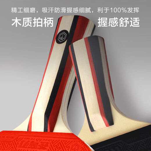 京东京造 入门级乒乓球拍学生成人比赛训练横直拍对拍套装 含拍包三只球