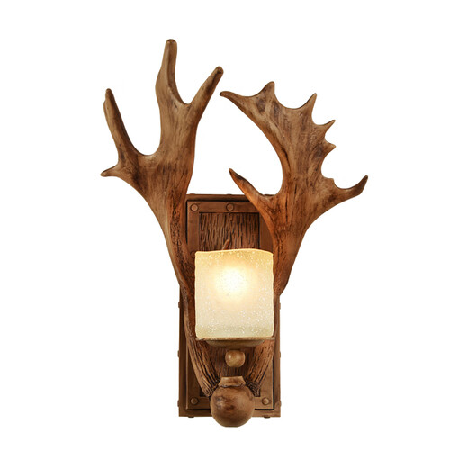 Shusheng European wall lamp indoor foyer Nordic retro industrial style deer antler lamp personalized creative living room aisle American antique deer head decoration B3036-electroplated silver