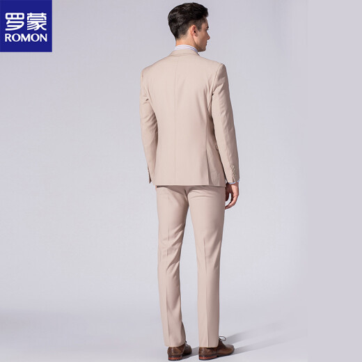 ROMON suit suit groomsmen groom wedding dress slim professional business formal wear 6S88013 khaki 46A
