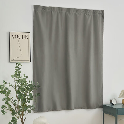 Xianyifen punch-free self-adhesive slide finished curtains blackout bedroom 99% blackout heat insulation sun protection bay window balcony sunshade cloth gray (99% blackout) width 1.2*height 1.8 meters (with 1.0 meters self-adhesive rail)