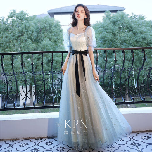 简方位宴会晚礼服裙女平时可穿气质年会礼服女 小个子感晚礼服裙女宴会 香槟色 长款 均码 m