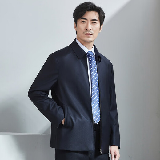 Hongdu Imported Pure Wool Fabric Men's Jacket Business Formal Wear for Meetings Executive Office High Luxury Jacket Men's Jacket Navy Blue JT6217-1 175/92L