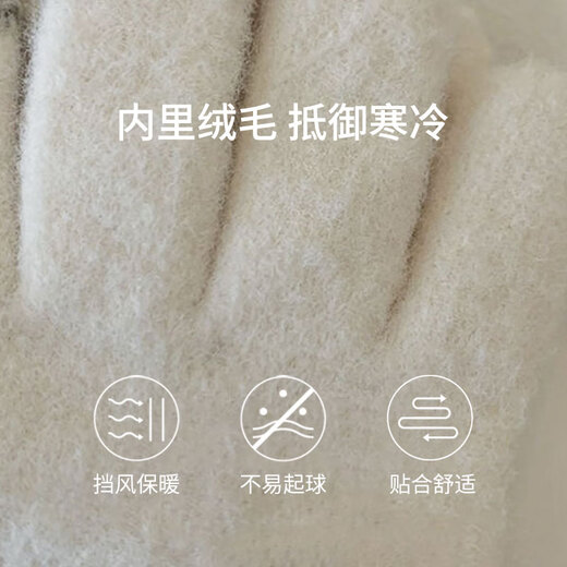 FitonTon Woolen Gloves Women's Autumn and Winter Windproof Gloves Plus Velvet Thickened Warm Women's Gloves Outdoor Cycling Gloves