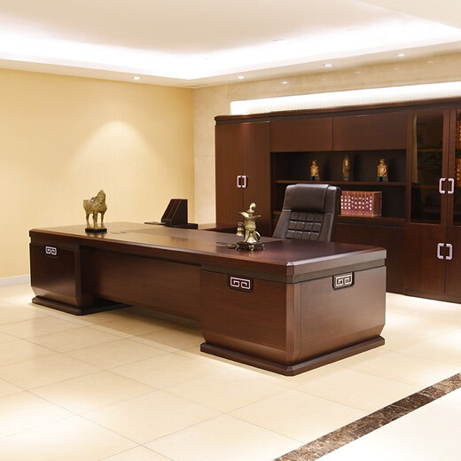 TONGTA light luxury simple modern new Chinese style high-end boss table solid wood president table new chairman Chinese style executive desk general manager office desk and chair furniture combination 2.0m desk