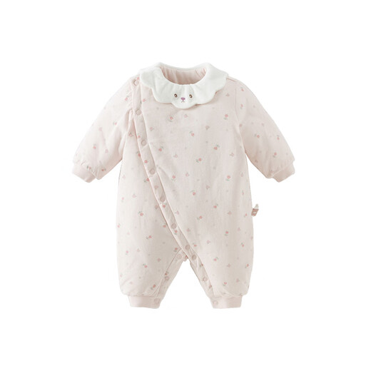 DAVE&BELLA baby quilted jumpsuit 100-day baby clothes antibacterial and anti-mite newborn crawling clothes winter new toddler pajamas flower print ready stock 59cm (recommended height 52-59cm)