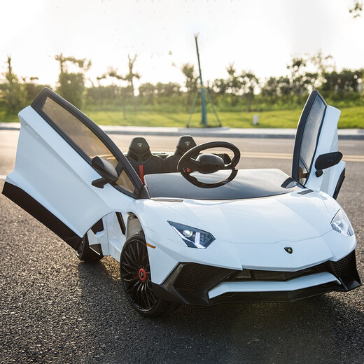 Cooperate with Lamborghini children's electric car four-wheeled with remote control baby toy sports car can sit on the stroller red Bluetooth + fast charging + alloy shell lithium battery