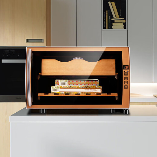 CIGARLOONG 25C cigar cabinet temperature controlled and moisturizing Spanish cedar wood naked small mini humidifier cabinet household energy-saving silent electronic cabinet dual-core dual-core refrigeration constant temperature red wine cabinet golden cigar style 25L cigar cabinet