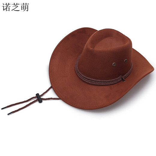 诺芝萌 大沿西部牛仔帽子 男女士遮阳帽大檐骑马太阳帽沙滩帽夏季NE677 牛毛黄 大人款