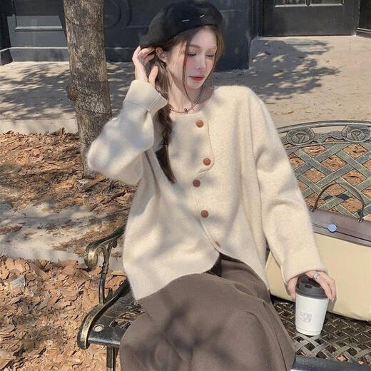 
Jingqi (JOYNCLEON) maternity suit spring and autumn 2025 new dress sweater fashionable fashionable large-size skirt suit apricot cardigan + camel skirt Jtz155355 L