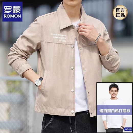 ROMON jacket men's suit spring and autumn new Korean style set of trendy youth casual clothes men's three-piece set J06 dark gray jacket + cotton white T + K1063 black XL 120-140Jin Jin equals 0.5 kg