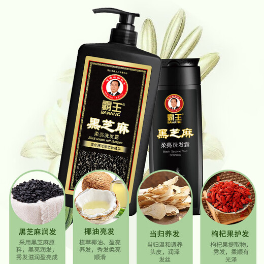 霸王洗发水套装黑芝麻柔亮洗发露1L+400ml（柔顺亮泽 水润保湿）
