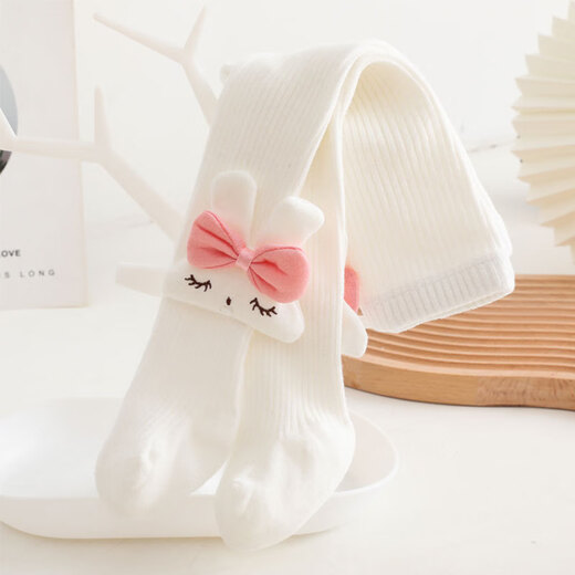 Feathery Duck Girls' Bottoming Socks Spring and Autumn Children's Pantyhose Baby Cartoon Rabbit Body Socks Toddler Big PP Socks Pink 0-1 Years Old S Code