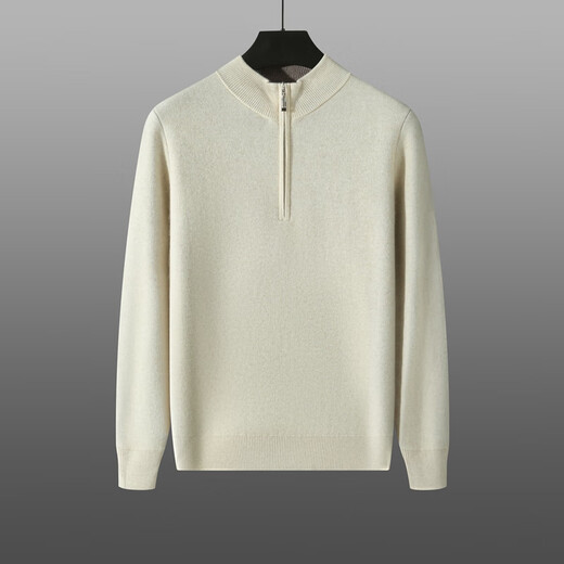 KAISENSHI Kaschmirpullover mit Reißverschluss, hergestellt in Ordos City, für Herren im Herbst und Winter, verdickter Stehkragen, warmer Außenpullover, locker, hergestellt in Ordos City – lila Samtfarbe 2XL