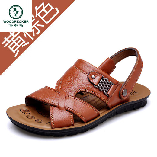 Specht 2025 Sommer Neues Produkt Herren Sandalen Herren trendige Lederschuhe Strandschuhe Große Palettenschicht Cowhide Freizeit -Männer Sandalen 12129 Brown 38