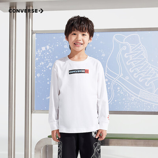 Converse【变形金刚联名】匡威儿童装秋季打底衫男童长袖T恤CNVB-LS-G689 纯白色 130 /64 【建议身高116-122cm】
