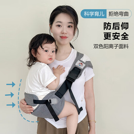 
Xinmanyue baby strap big baby turban front-heeling baby-hugging magic tool for children aged 1-3 years old, simple one-shoulder strap to carry the baby waist protection strap (black) One size 19kg-25kg