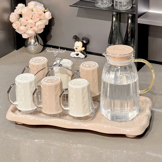 Qipai home water cup set, living room hospitality cup, kettle, cup, moving to new home, wedding gift, high-end practical tea set, high-end water set 9-piece set 1196 gift box
