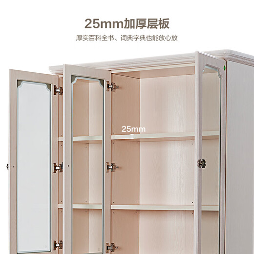 Quanyou Home Retro Pastoral Style Three Door Bookcase Guest Dining Room Study Storage Storage Cabinet Display Cabinet Floor Cabinet