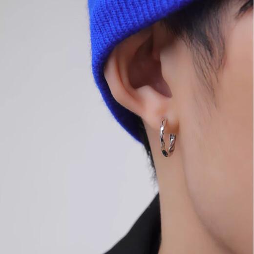 Zushange Mobius ear clip men's high-end niche personality non-hole men's earrings fashionable non-pierced handsome earrings 12mm silver one pair