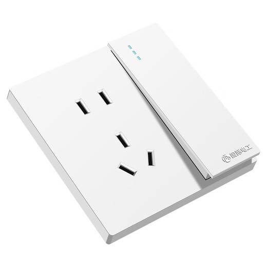 国际电工86型开关插座大面板墙壁暗装家用一开5五孔三孔空调插座白色 一开单控