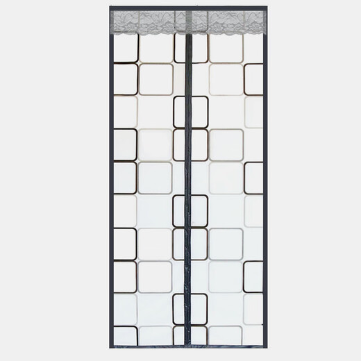FOOJO door curtain partition, air-conditioning door curtain, windproof magnetic door curtain, kitchen oil fume-proof household plastic windshield curtain, 90*210cm checkered gray