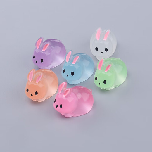 Office decoration mini ornaments luminous rabbit ornaments desktop glowing crystal animal doll play color luminous fat rabbit 30 mixed colors