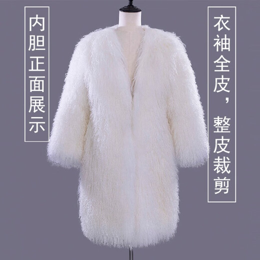 Ancient Mowang Sheep men's coat, middle-aged and elderly tan sheepskin fur all-in-one mid-length nikon fox fur collar sheepskin warm coat winter blue black 175/88A