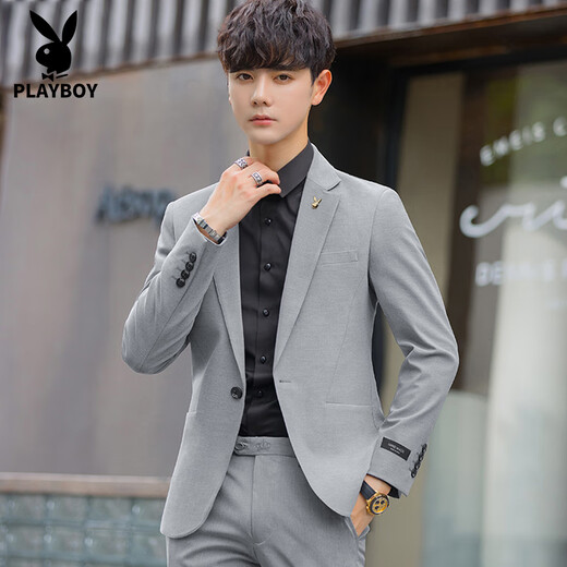 Playboy Suit Men's Casual Suit Formal Groomsman Suit Small Suit Jacket Men Black Single Suit XL 175 Recommended 115-130 Jin Jin equals 0.5 kg