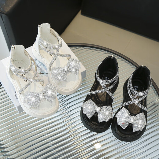 G.duck Little Yellow Duck Girls Sandals 2026 Summer New Children's Shoes Soft Bottom Internet Celebrity Princess Shoes Female Baby Fashion Children's Shoes White 30 Inner Length 18.5 cm