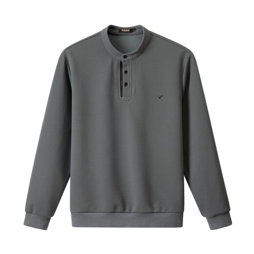 Qianzhihe Men's Henry Collar Waffle Sweater 2024 New Autumn Business Casual Top Pullover Bottoming Shirt for Men Spring and Autumn 19C Dark Blue M