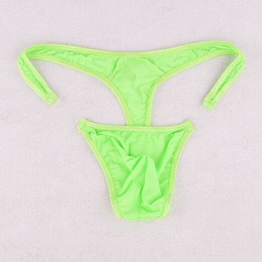 Ye Zimei men's transparent ice silk underwear ultra-thin sexy U-convex temptation thong double-sided buckle low-waist sexy underwear men's T-pants 4066 fruit green one size