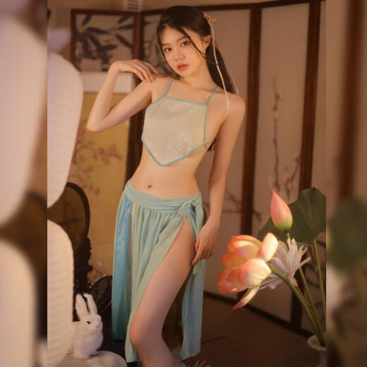 
Fee et moi women's pajamas sexy suit role play uniform seductive short skirt secretary uniform maid battle robe 6198 lace spliced ​​retro pleated suspender skirt + pants
