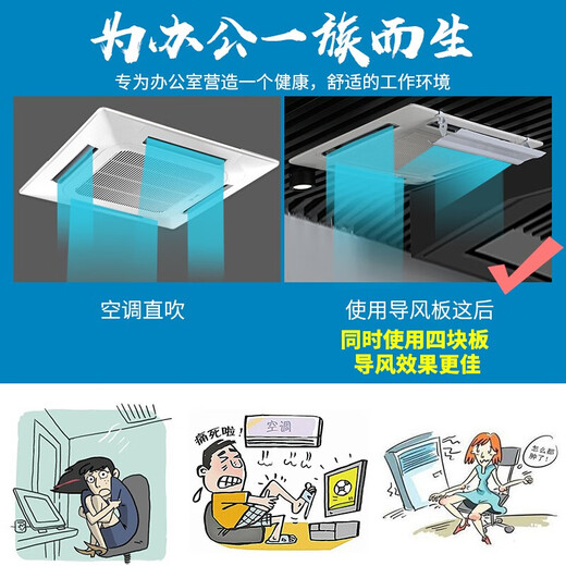 Weishilang 2023 new double-wing swing plastic steel ceiling machine central air conditioning windshield office wind direction adjustment air-conditioning outlet baffle windshield embedded ceiling machine wind guide plate total length 60CM double-wing adjustment plastic steel white 1 piece