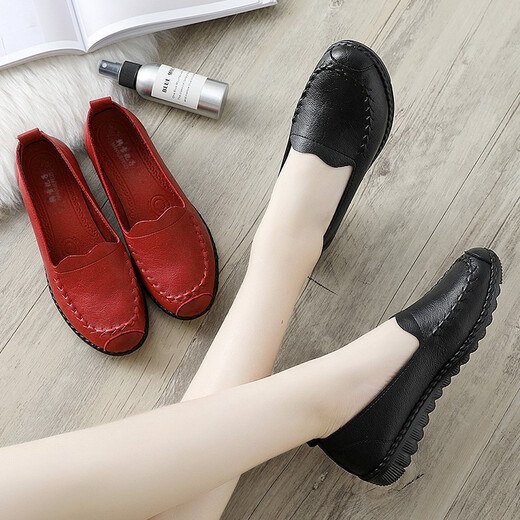 Han Xuefei (HanxueFeizi) Frühlings- und Herbst-Mutter-Schuhe Single Schuhe Lederschuhe Weiche Sohle bequem