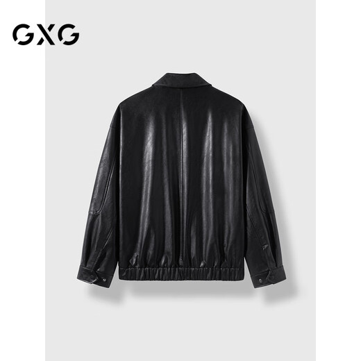 GXG Men's 2024 Lapel Leather Jacket PU Jacket Black 175/L
