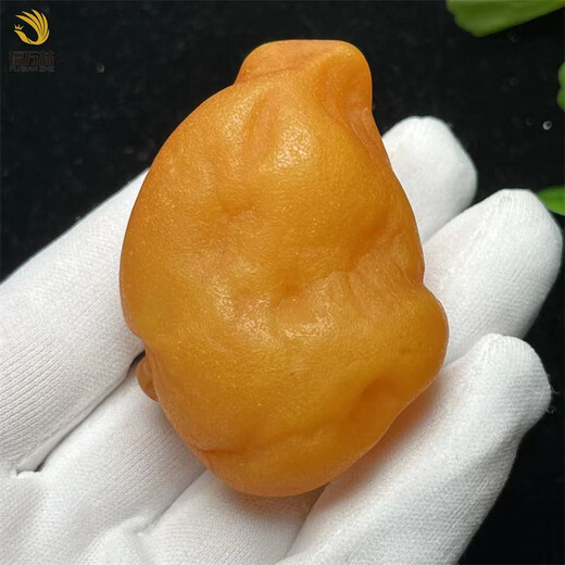 Fuwanzhe Natural Amber Beeswax Full Leather Handle Piece Baltic Amber Sea-Drifted Seed Material Featured Rough Stone 38.87g