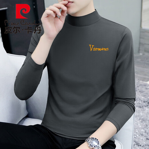 
Pierre cardin autumn and winter half-high neck base shirt men's long-sleeved T-shirt pure cotton autumn clothes versatile plus velvet simple thickened thermal underwear royal blue YP-C6187 plus velvet L