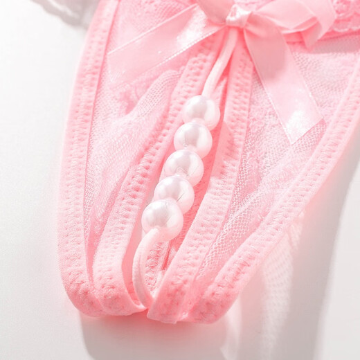 Big Pearl Panties Lace Crotchless T-Pants Massage Pearl Panties Feminine Transparent Hot No-Take-Off T-Pants 206 Rose Red FM Code Recommended Weight 90-120 Jin Jin is equal to 0.5 kg