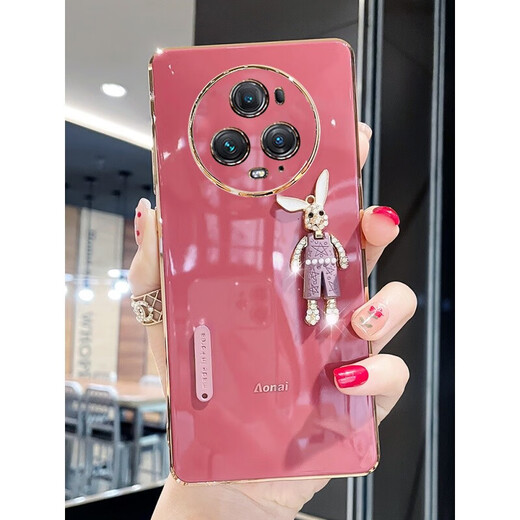 Suwu Honor magic5 mobile phone case women's cute rabbit HONOR magic 5 ultimate version personalized trendy 5pro lens all-inclusive anti-fall silicone soft protective cover Honor magic5 Pro lilac purple cute rhinestone rabbit