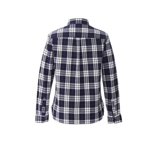 Made in Tokyo, women's shirt pure cotton long-sleeved flannel plaid shirt blue plaid M (160/80A)