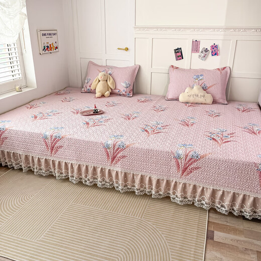 Jieliya GRACE tatami bed cover pure cotton 100% cotton bed sheet with lace clamped cotton quilted kang cover is large size thickened and non-slip K691 [other sizes can be customized] (2 meters + sag 40 cm) * 2.4 meters