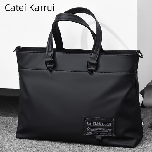 Cateikarrui men's briefcase men's handbag Oxford cloth business large capacity office worker shoulder crossbody computer bag black size approximately length 40*width 11*height 30CM