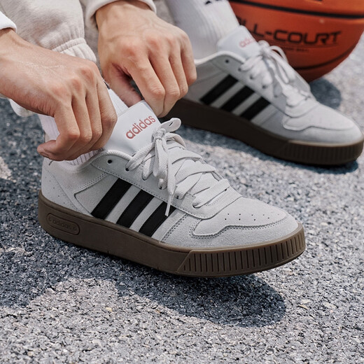 
adidas small serrated D-PAD CLASSIC casual beautiful high style retro basketball shoes adidas light gray/black/light scarlet 38