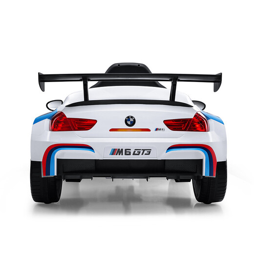 Zhilebao BMW children's electric four-wheel car children's dual-drive swing car with remote control toy car with shock-absorbing stroller 6666R ivory white + ordinary wheels