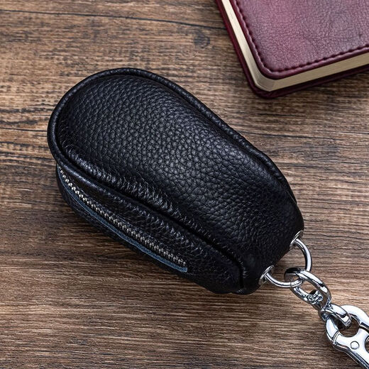KUQIDAISHU new top layer cowhide key bag large capacity genuine leather texture multifunctional car key bag door key bag men and women black thickened/[top layer cowhide] editor