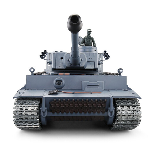Henglong allemand Tiger Metal Remote Control Tank Car Model Alloy Car Children's Toy Launch Smoking Effect Effet Boy 3818 Édition améliorée de base (plastique) 1800mAh Batterie (25 minutes de conduite)